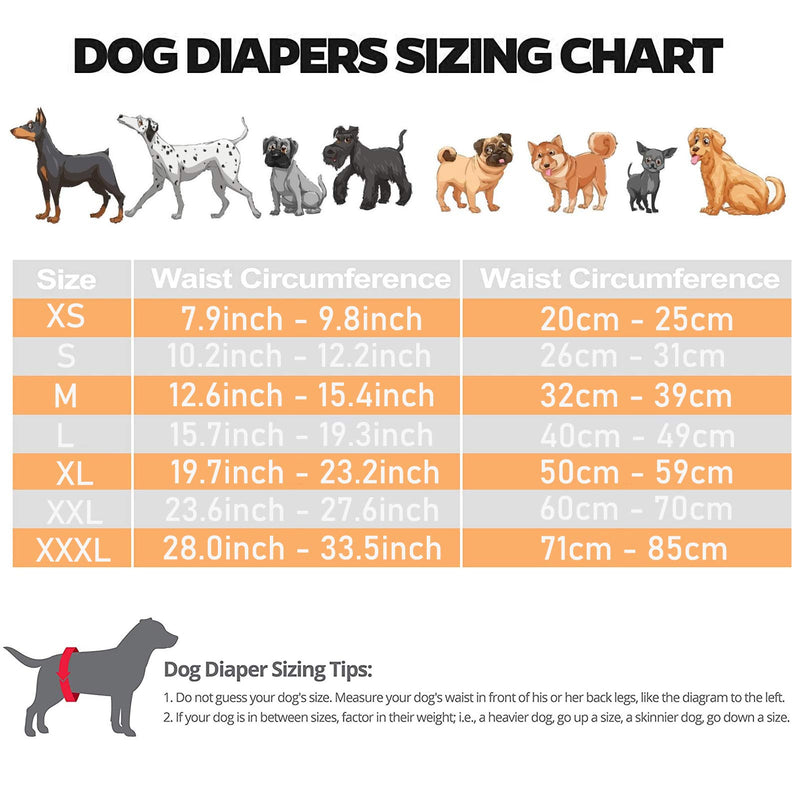 LeerKing Female Dog Season Pants pack of 3 Diapers reusable washable Period Nappies in Heat Shorts Knickers 7 sizes for Small Medium Large Dog L L(waist 15.4"-19.3") - PawsPlanet Australia