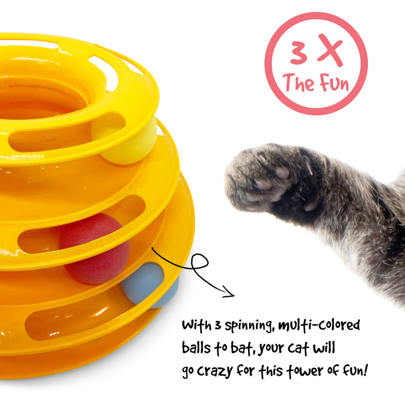 [Australia] - Pet Craft Supply Interactive Cat & Kitten Three Layer Colorful Track Ball Tower Fun Mental Stimulation Physical Exercise Puzzle Cat Toys 