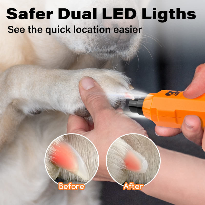 Casfuy Dog Claw Grinder 6 Speed - Newest Pet Claw Grinder, Super Quiet Rechargeable Electric Claw Trimmer for Large, Medium and Small Dogs Orange - PawsPlanet Australia