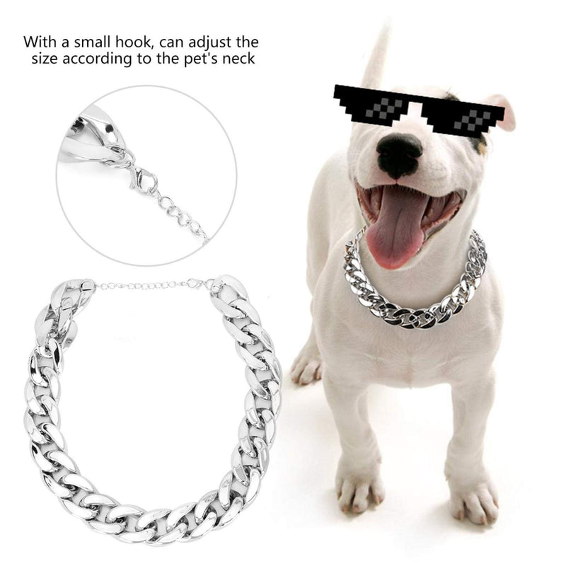 Jarchii Gold Dog Chain Choker, Choke Dog Collar, Shiny Plastic Choke Chain Fashionable Cat Puppy for Dog Pet(Silver) Silver - PawsPlanet Australia