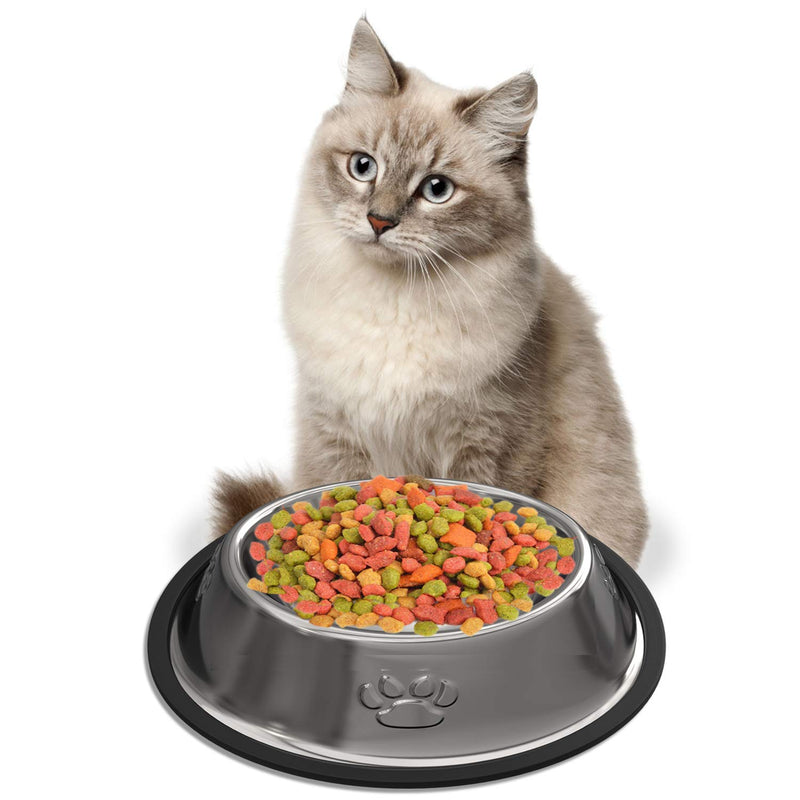 YHmall 3 Piece Cat Bowl Stainless Steel Anti-slip Non-spill Cat Food Bowl, Cat Feeding Bowl, Cat Water Bowl, Multi-purpose Pet Feeding Bowl - PawsPlanet Australia