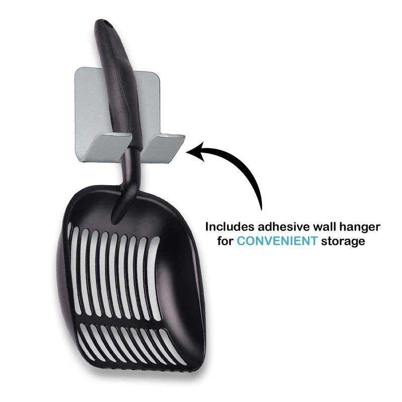 [Australia] - Pets First Cat Litter Scooper - Ergonomic & Easy Grip Design Deep Cleaning with A Non-Stick & No Residue Build-Up – Solid Aluminum, Waterproof - Bonus Hook - 1.75 x 13.25 x 5 