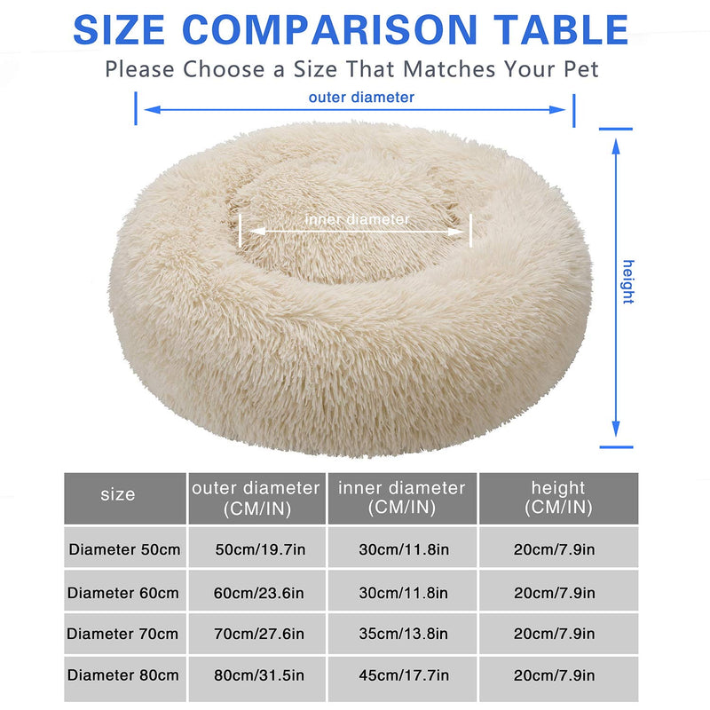 [Australia] - TAMOWA Dog Bed Cat Bed Comfortable Donut Cuddler Round Dog Bed for Small Medium Dogs Ultra Soft Calming Dog Bed, Self Warming, Improved Sleeping, Anti-Slip Base (Size 20"/24"/28"/31") 20” x 20” Beige 