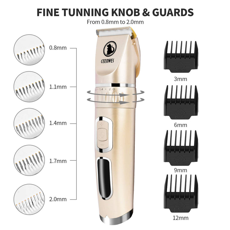 Ceenwes Dog Clippers Professional Heavy Duty Dog Grooming Clipper Speed Adjustable Low Noise High Power Rechargeable Cordless Horses Pet Grooming Tools for Small & Large Dogs Cats Horses - PawsPlanet Australia