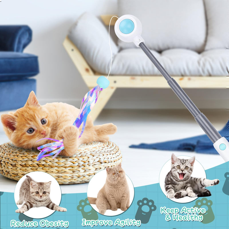 Hysagenek Cat Fishing Rod Interactive Cat Toy Teaser with Scalable Rods, Feather and Tassels Replacement with Bells Self-employment Retractable Cat Toys for Kittens, Pack of 5 - PawsPlanet Australia