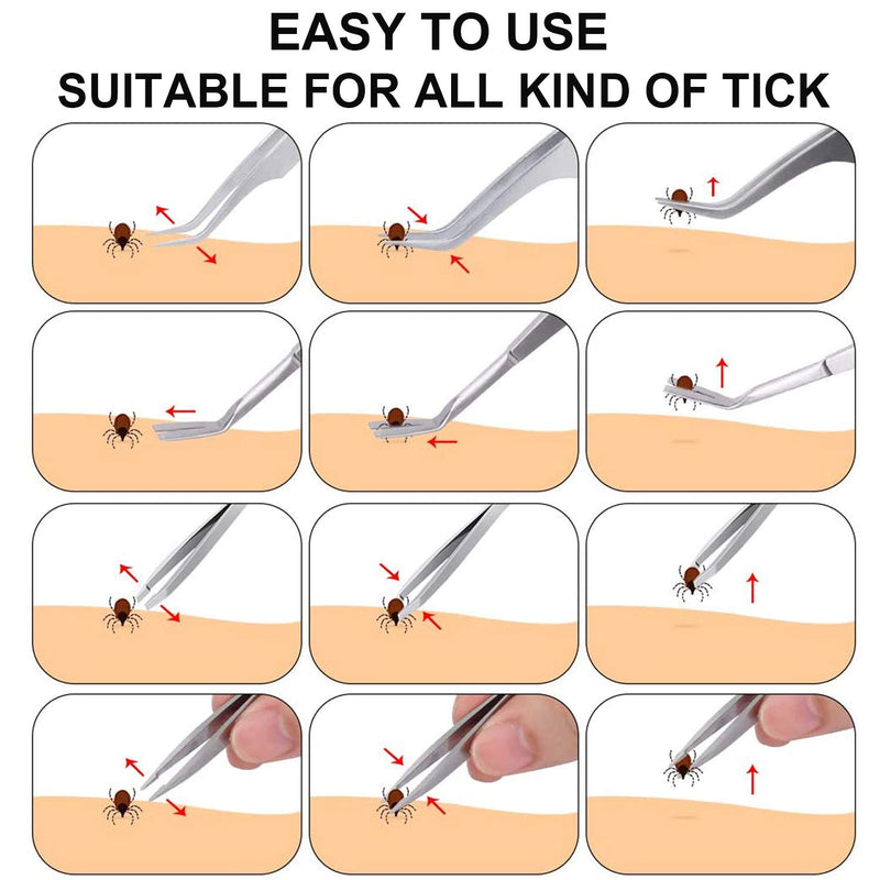 EasyULT 3PCS Tick Remover Tool Set, Tick Removal Tool, Stainless Steel Tick Remover, Tick Hook Kit Included Removal Tweezers+ Tick Shovel, for Animals, for Humans, Dogs, Cats - PawsPlanet Australia