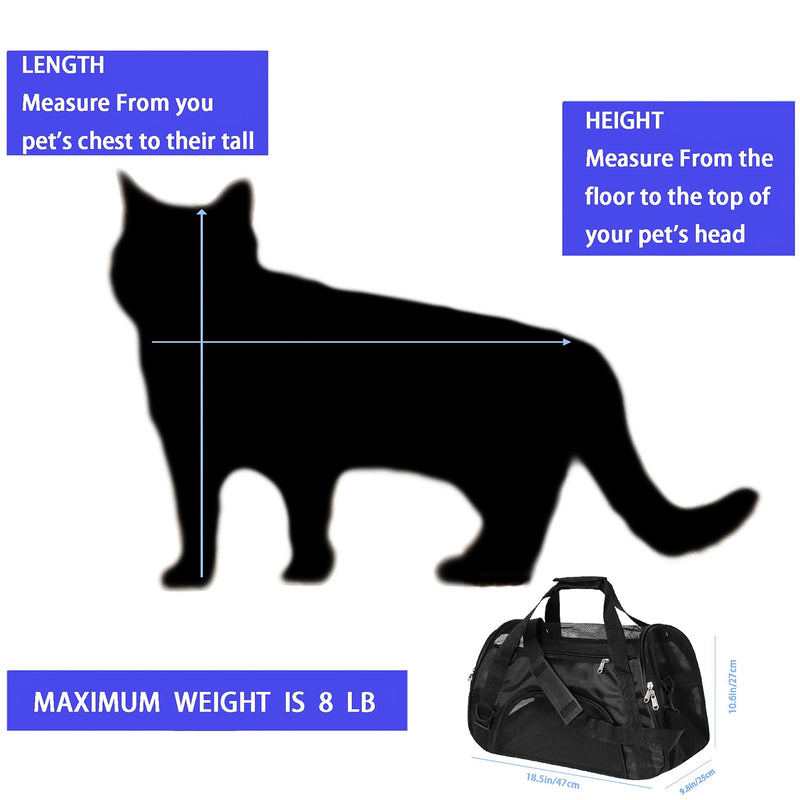MuchL Cat Carrier Soft-Sided Pet Carrier for Small Medium Cats, Puppies, Dog Carrier Pet Travel Bag for Small Dogs Comfort Portable Foldable Pet Bag Airline Approved (Medium Black) - PawsPlanet Australia