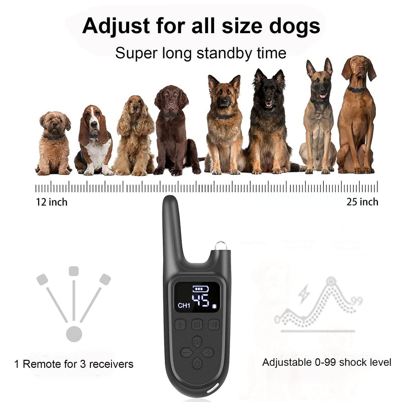 Dog Training Collar with Remote, Waterproof Rechargeable Dog Shock Collar with Beep, Vibration and Shock Training Modes, Up to 1600Ft Remote Range, Adjustable 0 to 99 Shock Levels - PawsPlanet Australia