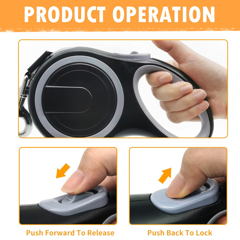 26Ft Retractable Dog Leash, Heavy Duty Great Leash for Dog up to 110 lbs, Anti-Slip Rubberized Handle, One-Handed Brake, Strong Nylon Tape, Tangle Free——MK-DEF . - PawsPlanet Australia