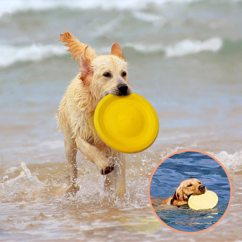 Bite-Resistant EVA Dog Chew Toy Flying Discs,Frisbees for Dogs,Multi-purpose Frisbee dog bowl,Safe on Teeth, Beach Toys for Outdoors Training or Fetch Game and Exercise（yellow） - PawsPlanet Australia