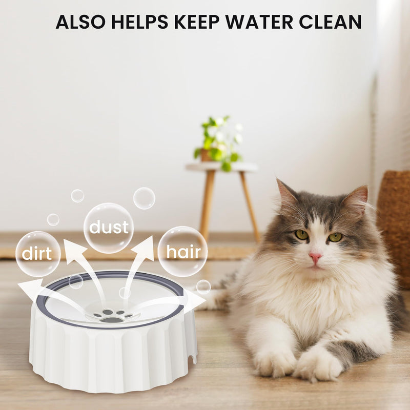 FORWH Dog Water Bowl No Spill 63oz/1.8L Large Capacity Dog Water Bowl Dispenser Non Slip No Splash Dog Water Bowl Pet Slow Feeder No Drip Dog Water Bowl on Vehicle Slow Water Bowl for Dogs and Cats White - PawsPlanet Australia