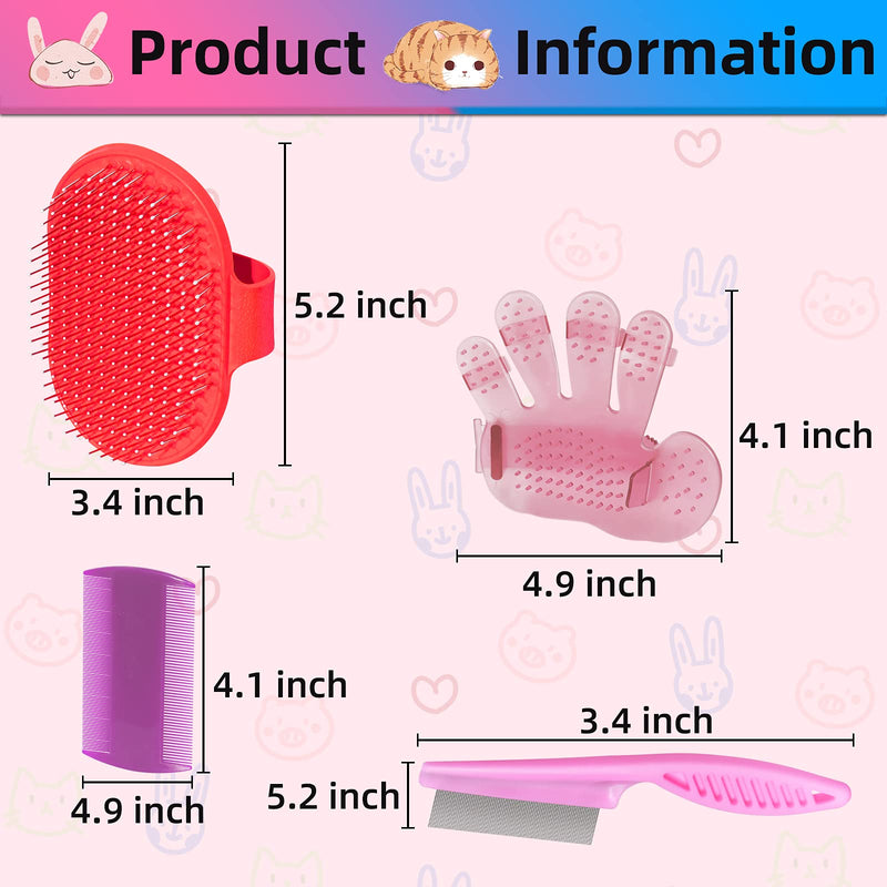 8 Pieces Rabbit Grooming Kit, with Rabbit Grooming Brush, Pet Hair Remover, Adjustable Handle Rabbit Shampoo Brush, Pet Comb, Bunny Grooming Kit for Bunny Guinea Pig Hamster Small Animals - PawsPlanet Australia