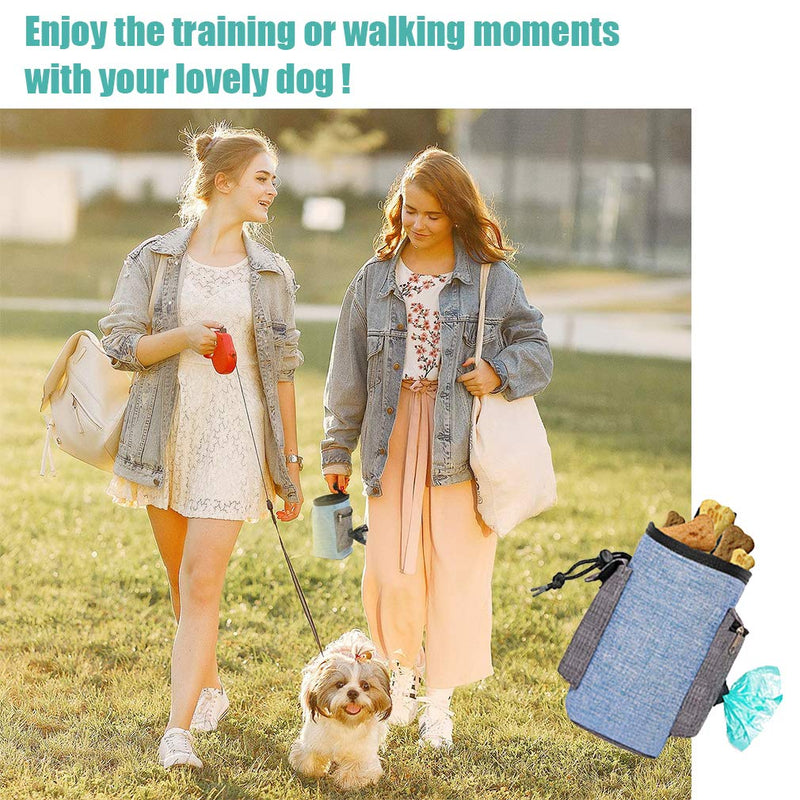 minghaoyuan Dog Treat Pouch Bag, Portable Pet Training Pouch Hands-Free with Adjustable Waistband, Dog Food Storage Bag for Walking Travelling Hiking or Outdoor Use (Blue) Blue - PawsPlanet Australia