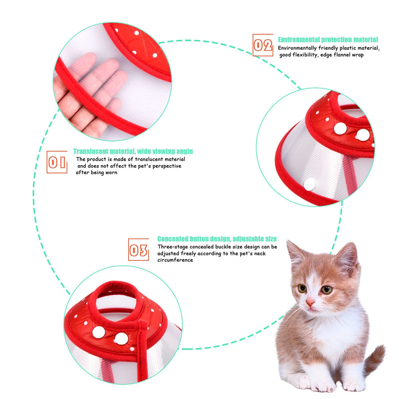 Neck Brace for Pets Protective Collar Cone Collars Soft Cat Protective Collar Neck Brace Anti Bite Cat Recovery Collar Adjustable Plastic for Puppies Small Dogs Kittens, 1-2kg Red - PawsPlanet Australia
