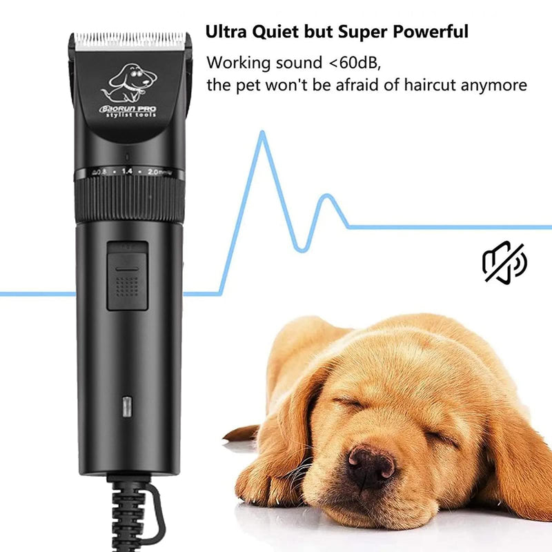 MQFORU Professional Quiet Powerful Electric Dog Hair Clipper with 2.8m Cord, Ceramic Blade, Removable and Washable, 4 Combs Rechargeable - PawsPlanet Australia