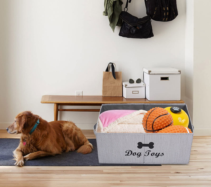 Brabtod Canvas Storage Basket Bin and Accessory Storage Bin - Perfect for Organizing Pet Toys, Blankets, Leashes and Food -Slub gray Slub Gray - PawsPlanet Australia