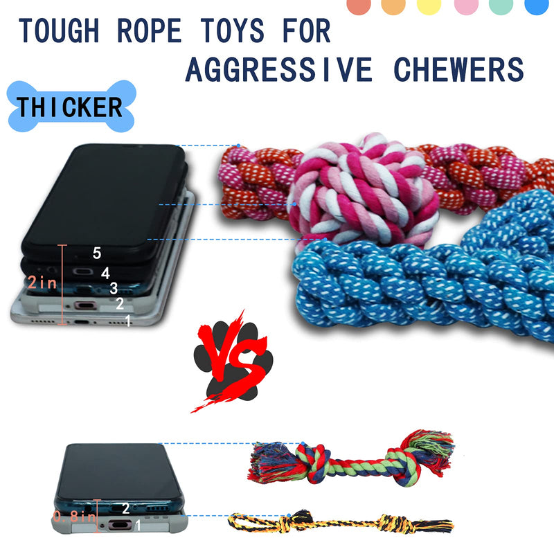 12 Pack Large Tough Dog Chew Toys for Aggressive Chewers Large Breed, Big Durable Dog Toys for Small Medium Large Dogs, Variety Dog Toy Pack of Sturdy Dog Ropes Pet Toys -Dog Teething Toys for Puppies - PawsPlanet Australia