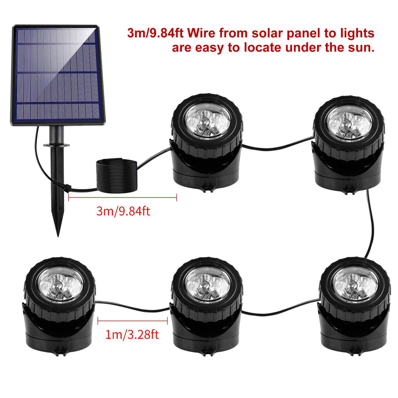Solar Powered Pond Lights, Waterproof IP68 Submersible Lights with LED Color Changing Spot Light for Aquarium Tank Garden Pool Fountain Waterfall (Set of 2 Lights) Set of 2 Lights - PawsPlanet Australia