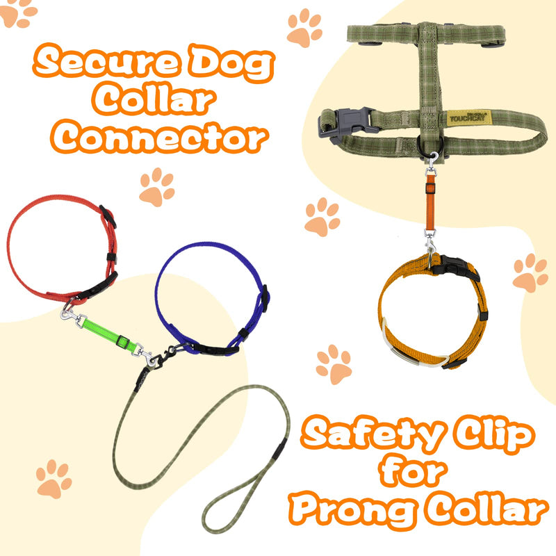 5 Pcs Safety Dog Collar Clips Prong Dog Collar Backup Adjustable Reflective Nylon Dog Collar Connectors Metal Double Ended Backup Clasp for Dog Harness Pet Bright Color - PawsPlanet Australia
