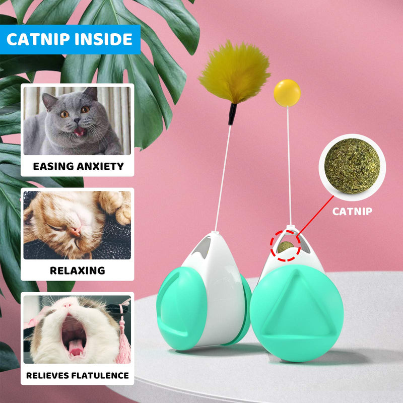 [Australia] - LXSY Interactive cat Toys, 2020 New Balanced Cat Toy with Ball, Cat Toys for Indoor Cats Interactive Roller Cat Toy with Catnip Feather Ball Balance Cat Chasing Toy for Kitten Exercise Puzzle Toys 