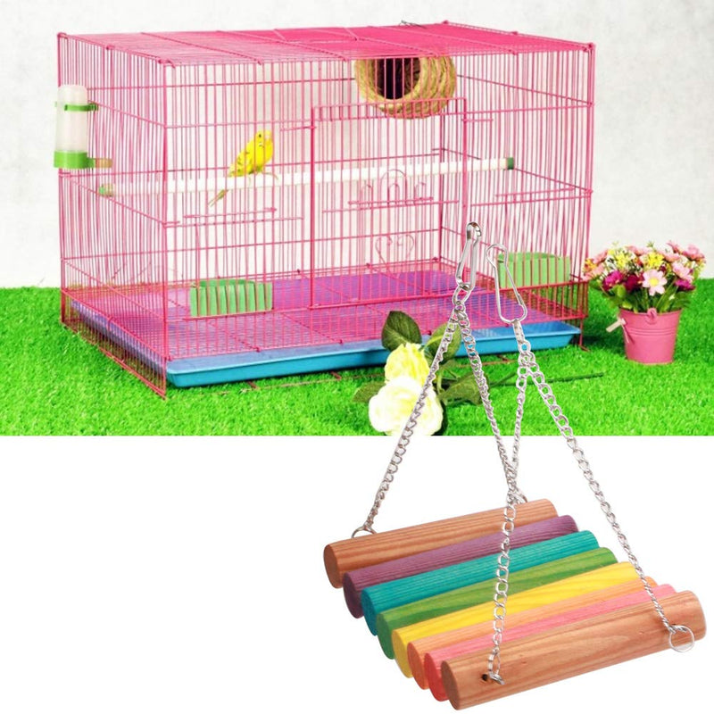 Minjie Pet Bird Parrot Swing Ladder-Pet Playing Cage Toy,Hammock Swing Hanging Chinchilla Squirrel Color Hanging Chain Swing(M) - PawsPlanet Australia