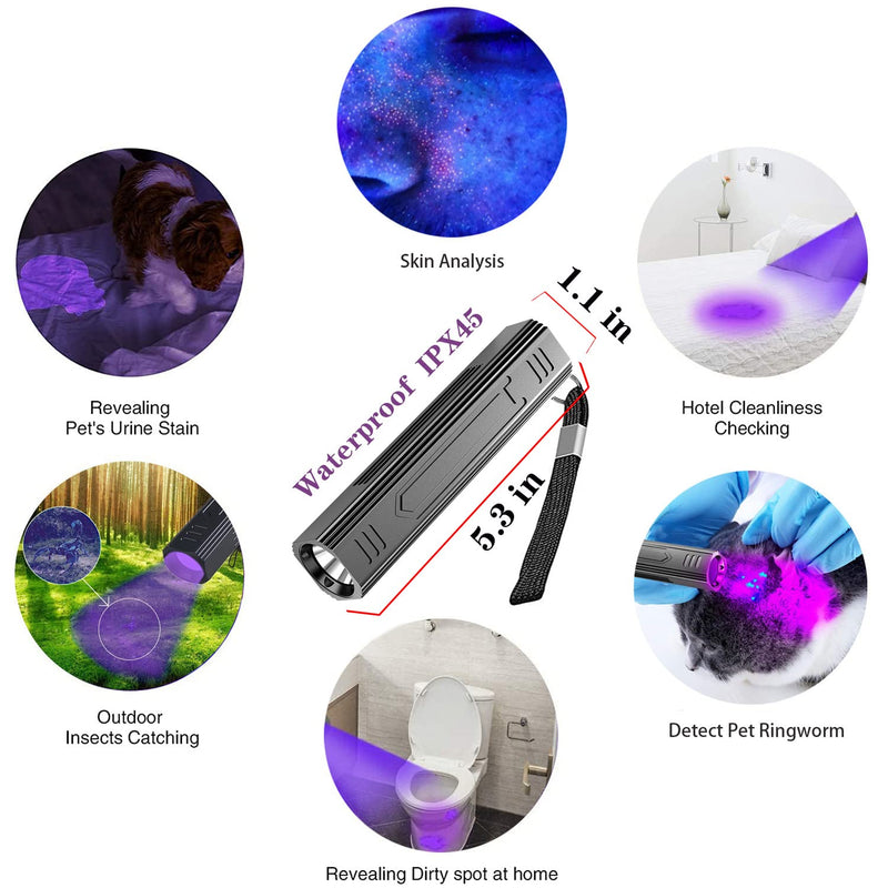 Wood's UV Lamp,Portable 365nm Pet Cat Dog UV Black light Flashlight Cat Ringworm Detector,Doctor Pet Urine Detector for Analyzing Skin Dog Cat Care Bed Bug Inspection - PawsPlanet Australia