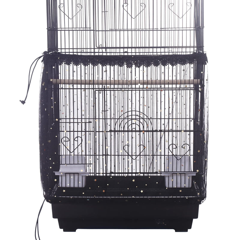 Perfitel Universal Birdcage Cover Seed Catcher Parrot Birdcage Nylon Mesh Guard Netting with lace (Not Included Birdcage,1 Piece)… 80 x 18 inch Black - PawsPlanet Australia