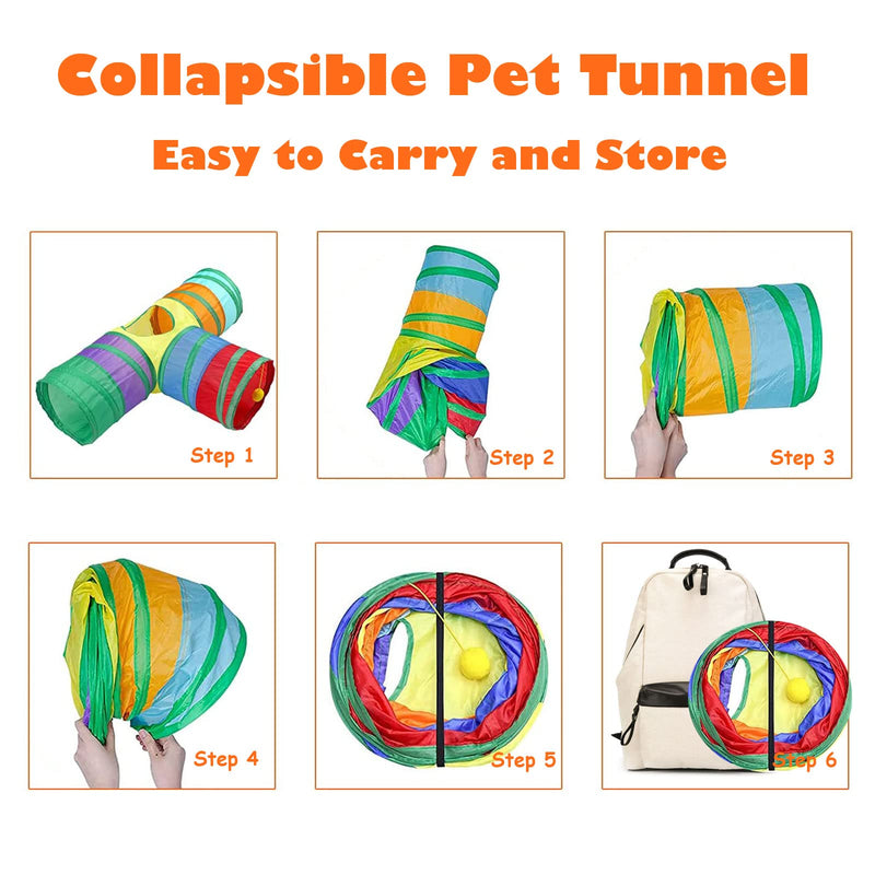 SUPJADE Rabbit Bunny Cats Tunnels-Toys - Tube Collapsible 3 Way Rabbit Guinea Pigs Hides Hideout Small Animal Activity Toys Kitten Tunnel Tube - PawsPlanet Australia