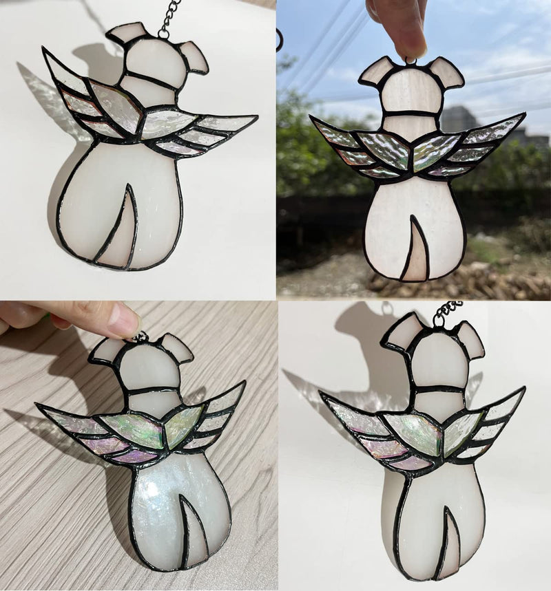 ZUAJITER Angel Dog Memorial Gifts for Loss of Dog Sympathy Gift, Passing Away Remembrance Memory Ornaments for Dog Lovers, Stained Glass Pet Bereavement Window Hanging with Moon - PawsPlanet Australia