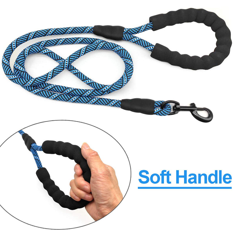 [Australia] - MayPaw Heavy Duty Rope Dog Leash, 1/2" x 6FT Nylon Pet Training Leash, Soft Padded Handle Thick Lead Leash for Large Medium Dogs 1/2" * 6' blue black 