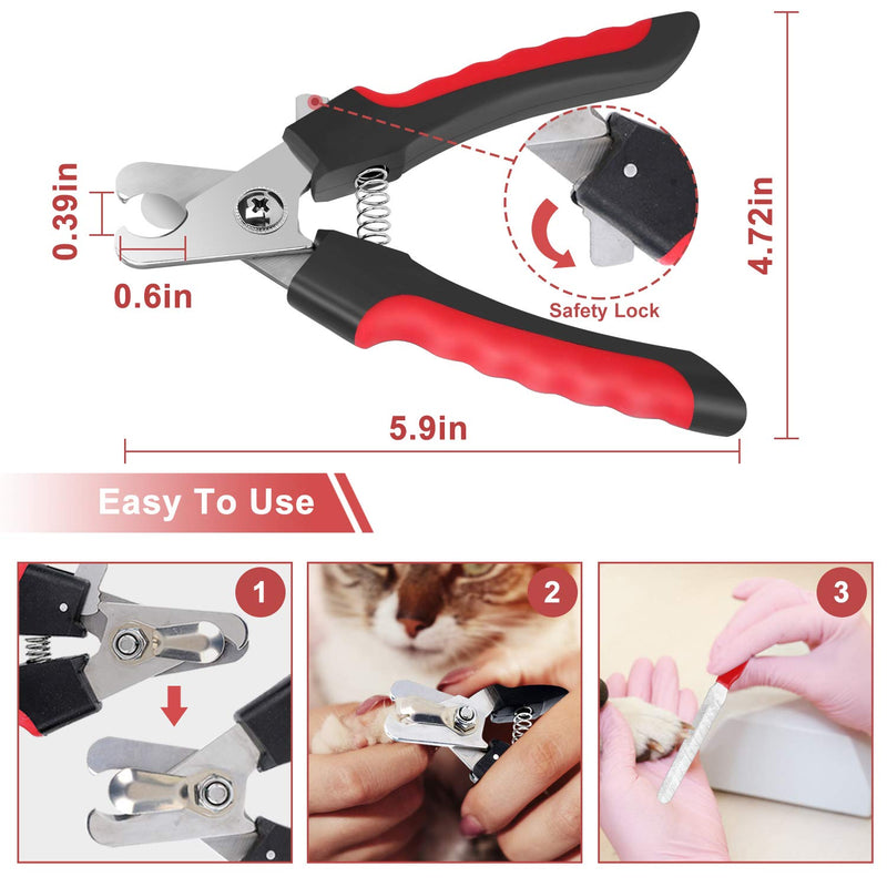 [Australia] - STARVII Dog Nail Clippers and Trimmer with Safety Guard, Professional Cat Nail Clippers Avoid Over-Cutting, Pet Care and Manicure Kits of Pets Red 