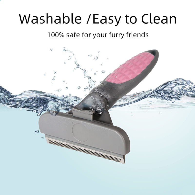 Cats & Dogs deshedding brush, Pet Self Cleaning Brush for shedding and grooming, Pet Grooming Brush Effectively Reduces Shedding by up to 95% for Short Medium and Long Pet Hair, Pet deshedding Tool 2pink - PawsPlanet Australia