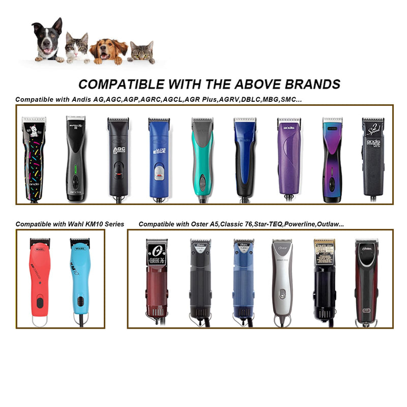 10W wide removable blades for pet grooming, compatible with Andis, Oster A5, Wahl KM10/Moser 45/Masterclip A5 clippers, cutting length 1/16 inch (1.5mm) 10W-1.5mm - PawsPlanet Australia