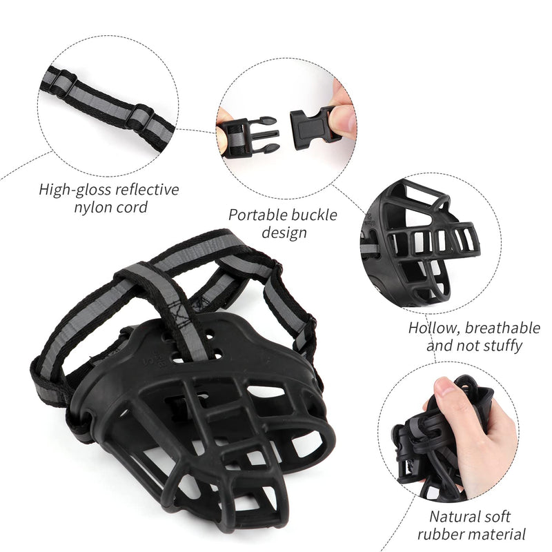 Muzzle for dogs, silicone basket, dog muzzles, soft silicone basket muzzle for small, medium and large dogs, prevents barking, biting and chewing (number 3) number 3 - PawsPlanet Australia