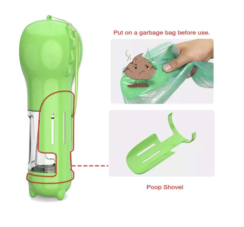 Portable Pet Dog Leak Proof Water Bottle for both Small or Large Dogs + Poo Bag Dispenser, Pooper Scooper - PawsPlanet Australia