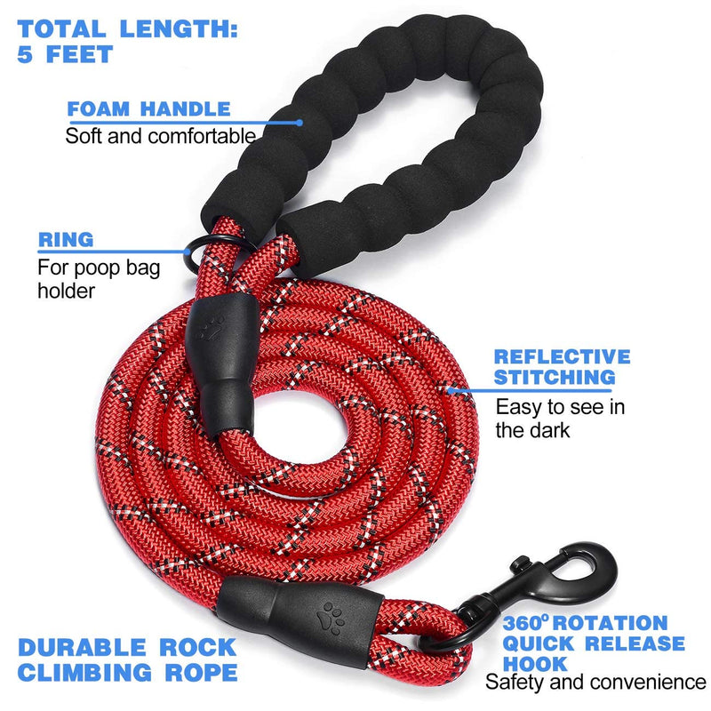 [Australia] - tobeDRI Comfortable Dog Collar Padded with Soft Neoprene Reflective and Adjustable Dog Collars for Large Medium Small Dogs (2 Pack) Collar+Leash S-Neck 11.5'' - 16.5'' RED/BLK 2 PACK 
