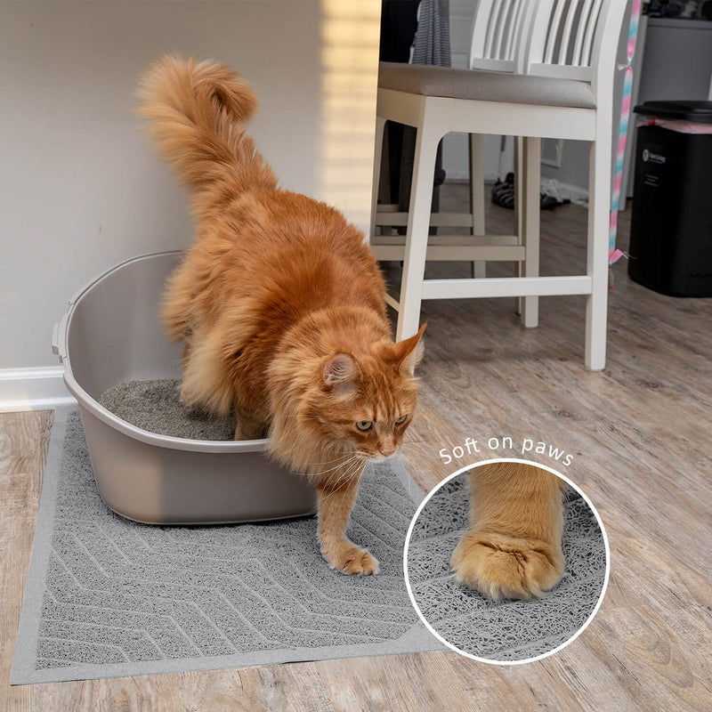 WePet Cat Litter Mat, Kitty Litter Trapping Mesh Mat, 35 x 23 Inch Large, Premium Durable PVC Rug, No Phthalate, Urine Waterproof, Easy Clean, Washable, Scatter Control, Litter Box Carpet #01 Light Grey - PawsPlanet Australia