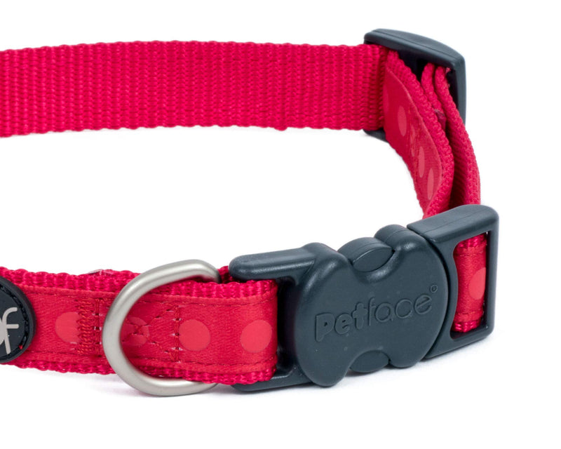 Petface Tonal Dots Print Nylon Dog Collar, Small, Red, S - PawsPlanet Australia