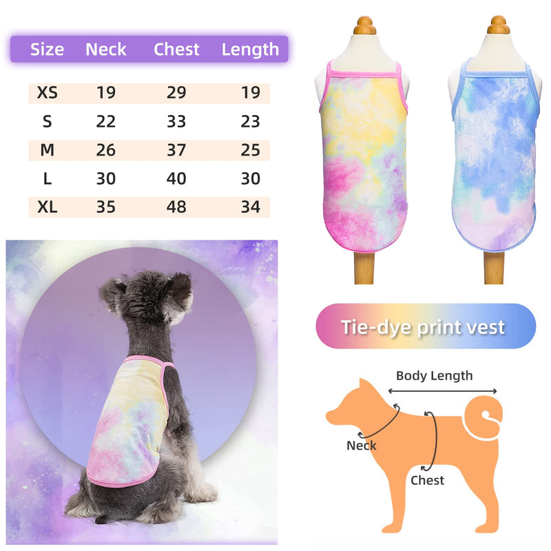 VANVENE 2 Pack Pet Dog Shirts Tie Dye Stretchy Camisole Clothes Puppy Vest T Shirt Summer Breathable Thin, Cotton Fabric for Small Medium Dogs Cats (Pink+Purple, M) - PawsPlanet Australia