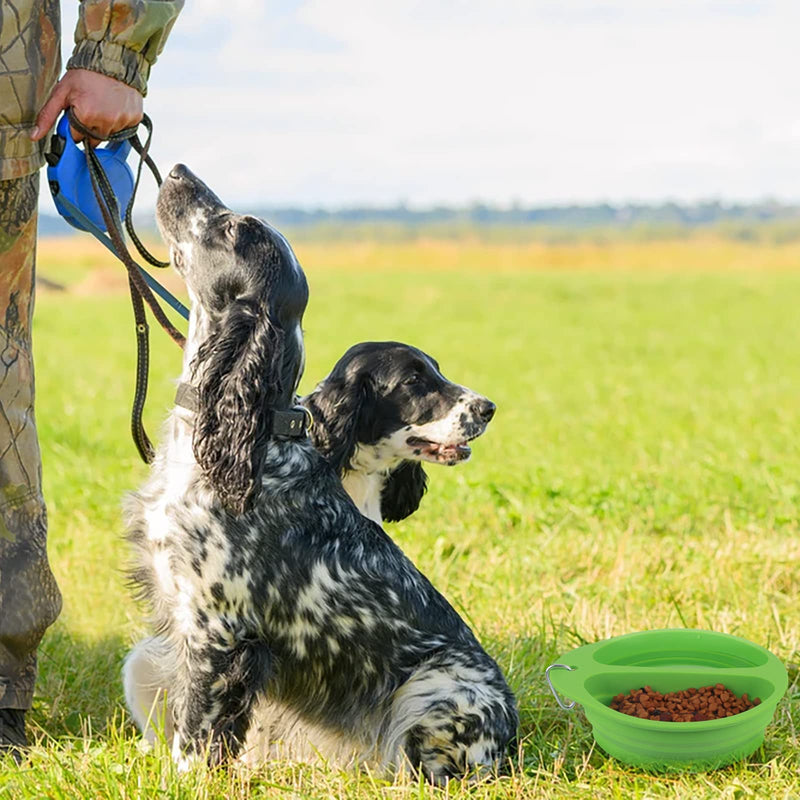 SLSON Collapsible Dog Bowl Portable Dog Bowl 800ml 2 in 1 Dog Food Water Bowl with Carabiner Foldable Pet Travel Bowl for Outdoor Activity, Green - PawsPlanet Australia