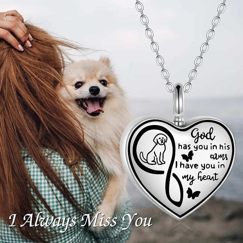 Dog Urn Necklace for Ashes Sterling Silver Pet Memorial Keepsake for Women Men Heart-shaped Puppy Cremation Jewelry - PawsPlanet Australia