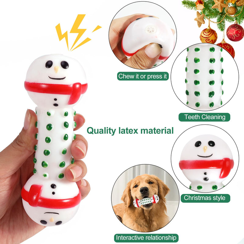 QKURT Pack of 3 Christmas Squeaky Dog Toys, Christmas Dog Chew Toy, Puppy Teeth Cleaning Chew Toy, Pet Interactive Latex Dog Toy for Puppies, Small and Medium Dogs - PawsPlanet Australia