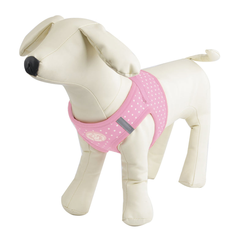 BINGPET BB5004 Polka Dot Soft Vest Dog Puppy Pet Harness Adjustable - Pink Medium - PawsPlanet Australia