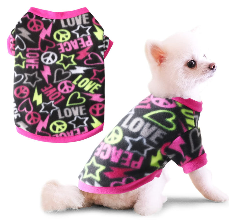 Idepet Pet Dog Cat Clothes Graffiti Style Soft Fleece Sweater Shirt Coat for Small dog Puppy Teddy Chihuahua Poodle Boys Girls (XS, Black) XS - PawsPlanet Australia