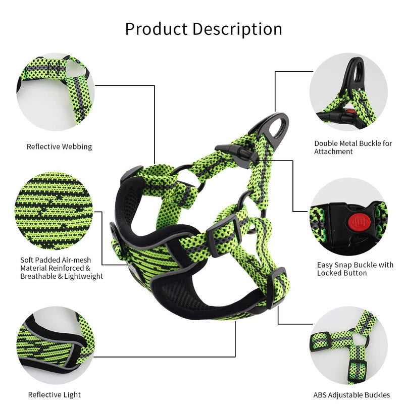 SNUNGPHIR Dog Harness Breathable Reflective Dog Harness No Pull Adjustable Pet Vest Harness and Leash Set Comfortable Easy Control Outdoor Walking Training Pet Vest-M M - PawsPlanet Australia