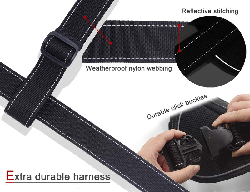 [Australia] - YOGADOG Heavy Duty Dog Harness, Prevent Pulling, Soft Padded with Special Extended Integrated Short Leash Design, Reflective Stitching, for Medium and Large Dogs XL:28''-38'' 