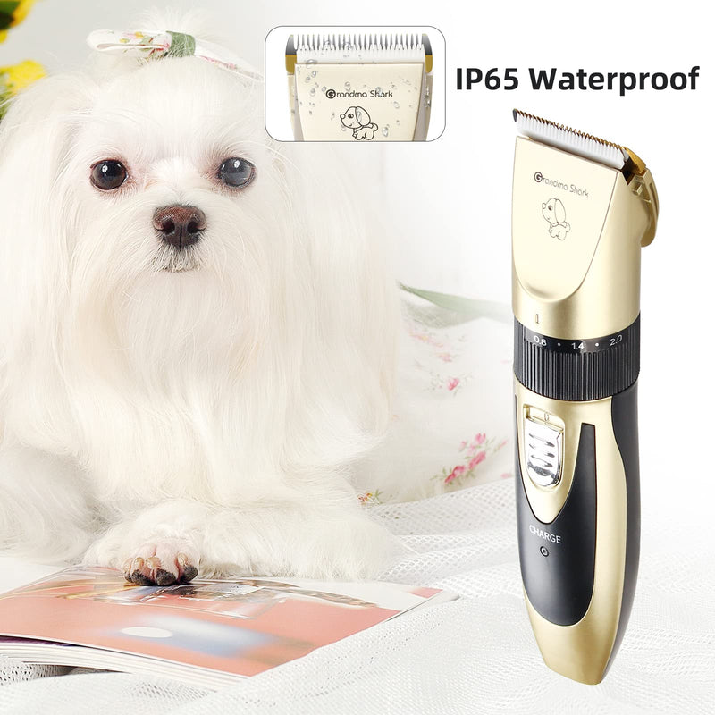 GRANDMA SHARK Professional Dog Grooming Kit, Rechargeable, Cordless, Low Noise Dog Clippers for Grooming Thick Coats - Clippers, Nail Trimmer, Complete Grooming Set for Dogs, Cats, Other Pets - PawsPlanet Australia