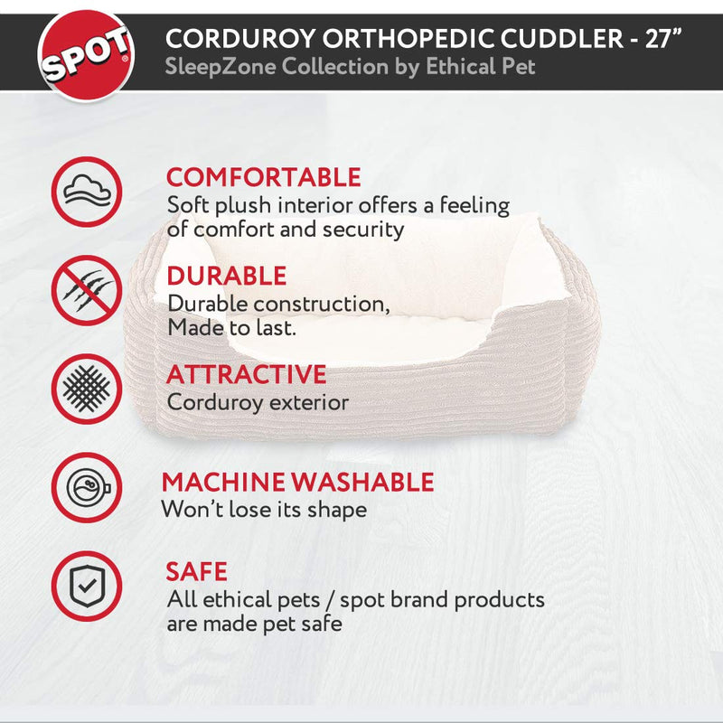 [Australia] - Sleep Zone Corduroy Orthopedic Cuddler - Pet Bed for Medium Size Dogs  -  Attractive, Durable, Comfortable, Washable by SPOT 27x22 Chocolate 
