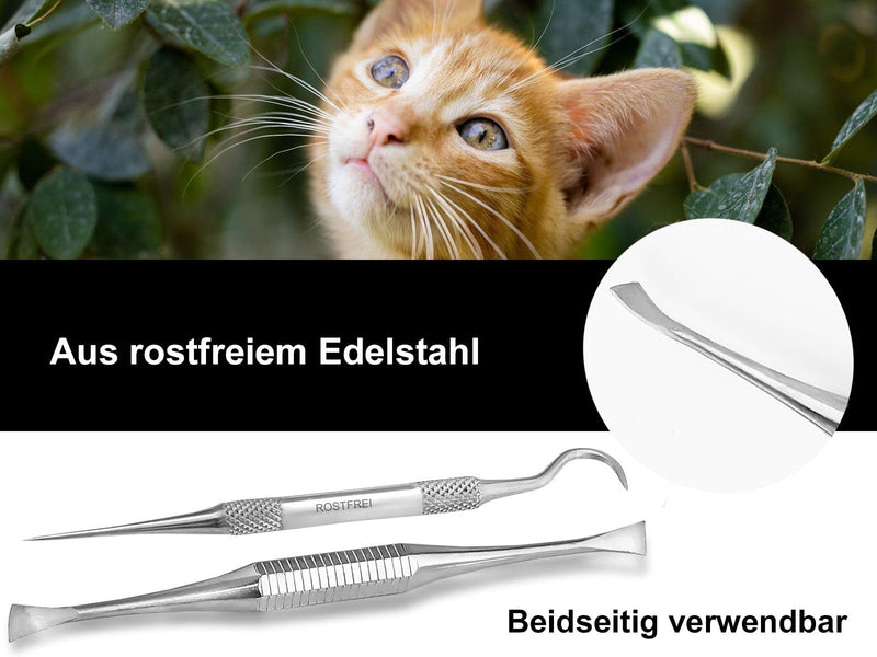 Dog Mini Tartar Scraper Tartar Remover Set with Case Toothpick Tooth Cleaner Pet Dental Care for Animals Made of Stainless Steel Also for cats or rabbits as teeth cleaning - PawsPlanet Australia