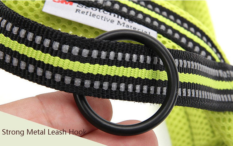 PENTAQ Dogs Harness Night Safety Adjustable Reflective Outdoor Pet Vest harness Dog Training Walking Padded Mesh Harness for Large/Medium/Small Dogs, Orange (M (58-76cm)) - PawsPlanet Australia